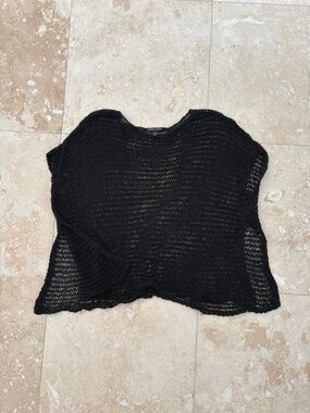 EILEEN FISHER Sweater — Small/Medium, Pullover, Black, Open Weave, Lightweight